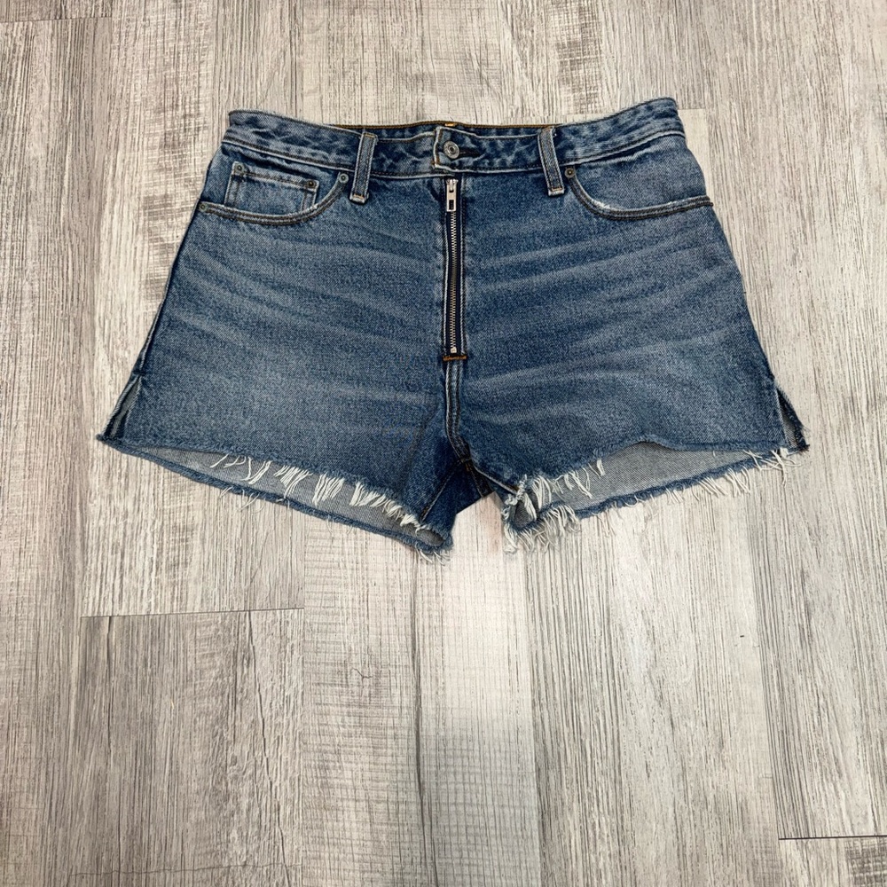 NWT Abercrombie & Fitch Annie High Rise Short 100%cotton 29/8Zipper Cut Off Blue - Picture 2 of 14